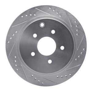 Infiniti FX45 Brake Rotor (1) - Rear Right - R1 Concepts - Drilled & Slotted - Silver - `03-`24